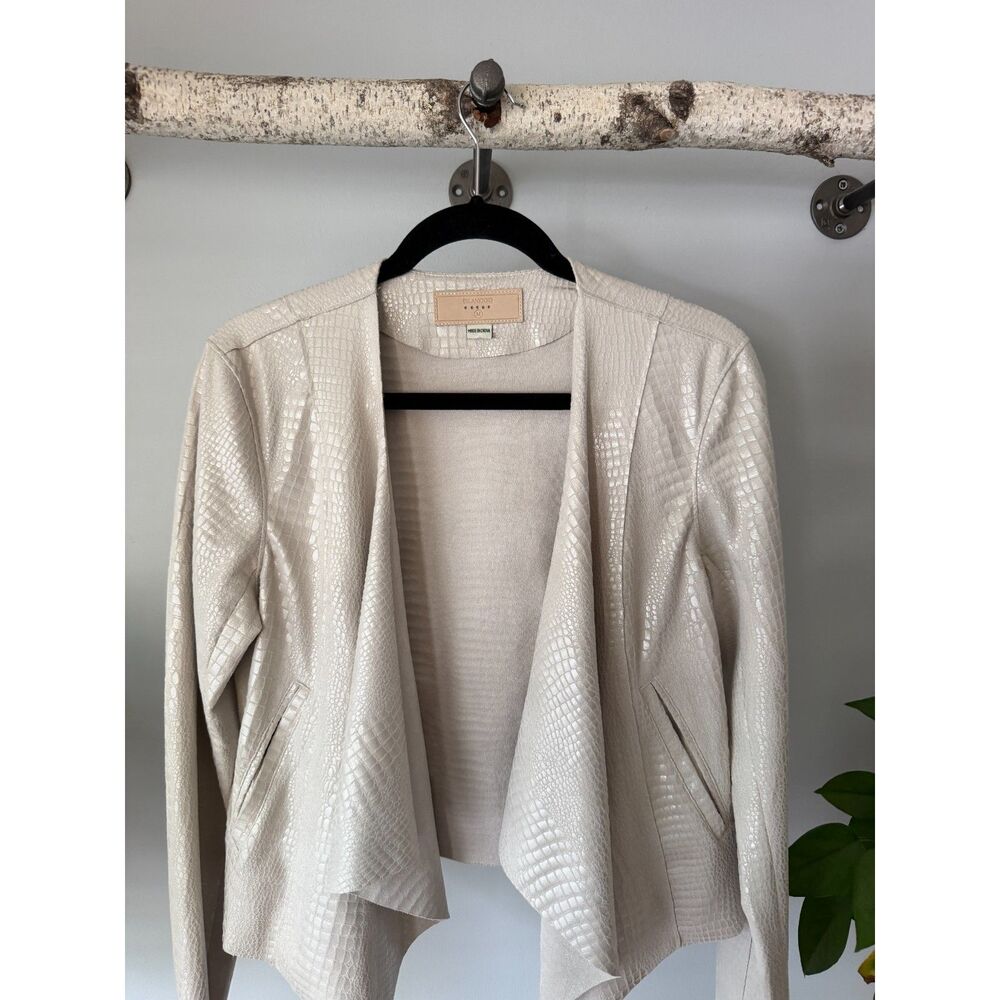 BLANKNYC Croc Embossed Faux Leather Jacket/Blazer Beige Tan Draped Size M